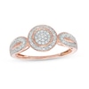 Thumbnail Image 1 of 0.10 CT. T.W. Multi-Diamond Frame Loop Shank Promise Ring in 10K Rose Gold