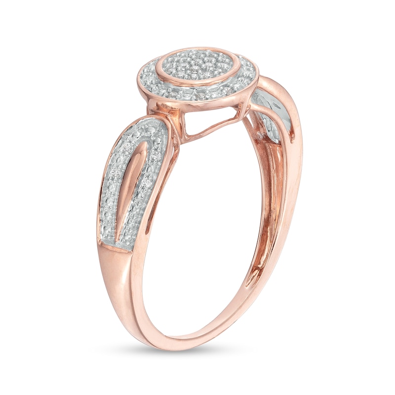Main Image 3 of 0.10 CT. T.W. Multi-Diamond Frame Loop Shank Promise Ring in 10K Rose Gold