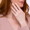 Thumbnail Image 2 of 0.08 CT. T.W. Cushion-Shaped Multi-Diamond Beaded Frame Chevron Side Accent Triple Row Promise Ring in 10K Rose Gold