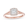 Thumbnail Image 1 of 0.20 CT. T.W. Cushion-Shaped Multi-Diamond Frame Split Shank Promise Ring in 10K Rose Gold