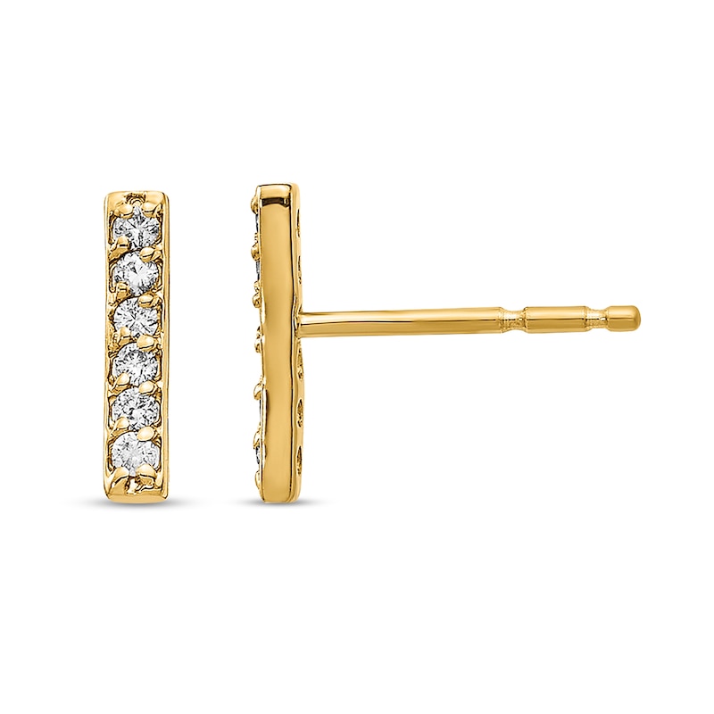 0.09 CT. T.W. Diamond Bar Six Stone Stud Earrings in 14K Gold