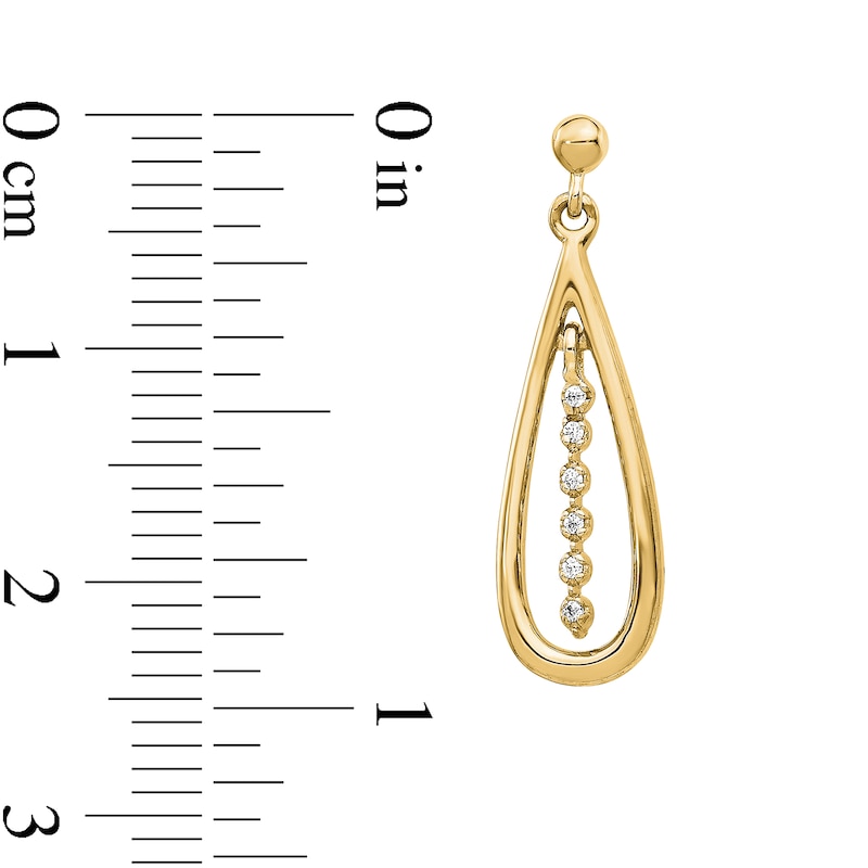 0.04 CT. T.W. Diamond Seven Stone Linear Dangle Teardrop Earrings in 14K Gold