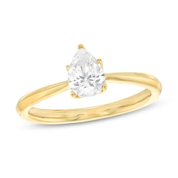 Trouvaille Collection 0.50 CT. DeBeers®-Graded Pear-Shaped Diamond Solitaire Engagement Ring in 18K Gold (F/SI2)