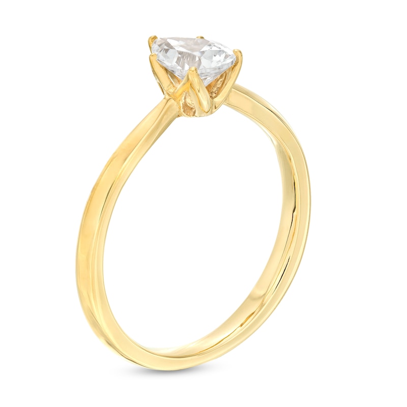 Main Image 3 of Trouvaille Collection 0.50 CT. DeBeers®-Graded Pear-Shaped Diamond Solitaire Engagement Ring in 18K Gold (F/SI2)