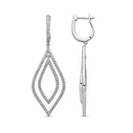 1.10 CT. T.W. Diamond Double Teardrop Drop Earrings in 14K White Gold