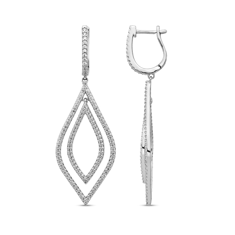1.10 CT. T.W. Diamond Double Teardrop Drop Earrings in 14K White Gold