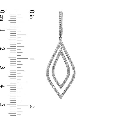 1.10 CT. T.W. Diamond Double Teardrop Drop Earrings in 14K White Gold