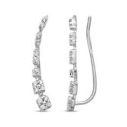 0.13 CT. T.W. Journey Diamond Curved Crawler Earrings in 14K White Gold