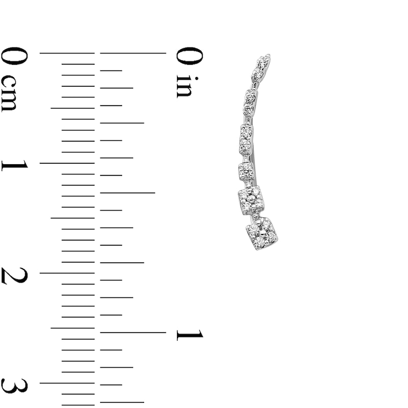 Main Image 2 of 0.13 CT. T.W. Journey Diamond Curved Crawler Earrings in 14K White Gold
