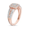 Thumbnail Image 2 of 0.12 CT. T.W. Cushion-Shaped Multi-Diamond Beaded Frame Multi-Row Twisted Split Shank Promise Ring in 10K Rose Gold