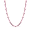 4.0mm Heart-Shaped Pink Lab-Created Sapphire Tennis Necklace in Sterling Silver with Rose Rhodium