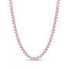 Thumbnail Image 0 of 4.0mm Heart-Shaped Pink Lab-Created Sapphire Tennis Necklace in Sterling Silver with Rose Rhodium