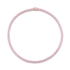 4.0mm Heart-Shaped Pink Lab-Created Sapphire Tennis Necklace in Sterling Silver with Rose Rhodium