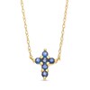 Thumbnail Image 1 of Blue Sapphire Mini Cross Necklace in 10K Gold