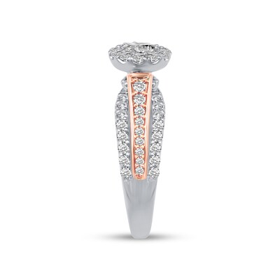 1.16 CT. T.W. Diamond Frame Split Shank Engagement Ring in 14K Two-Tone Gold