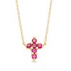 Thumbnail Image 1 of Ruby Mini Cross Necklace in 10K Gold