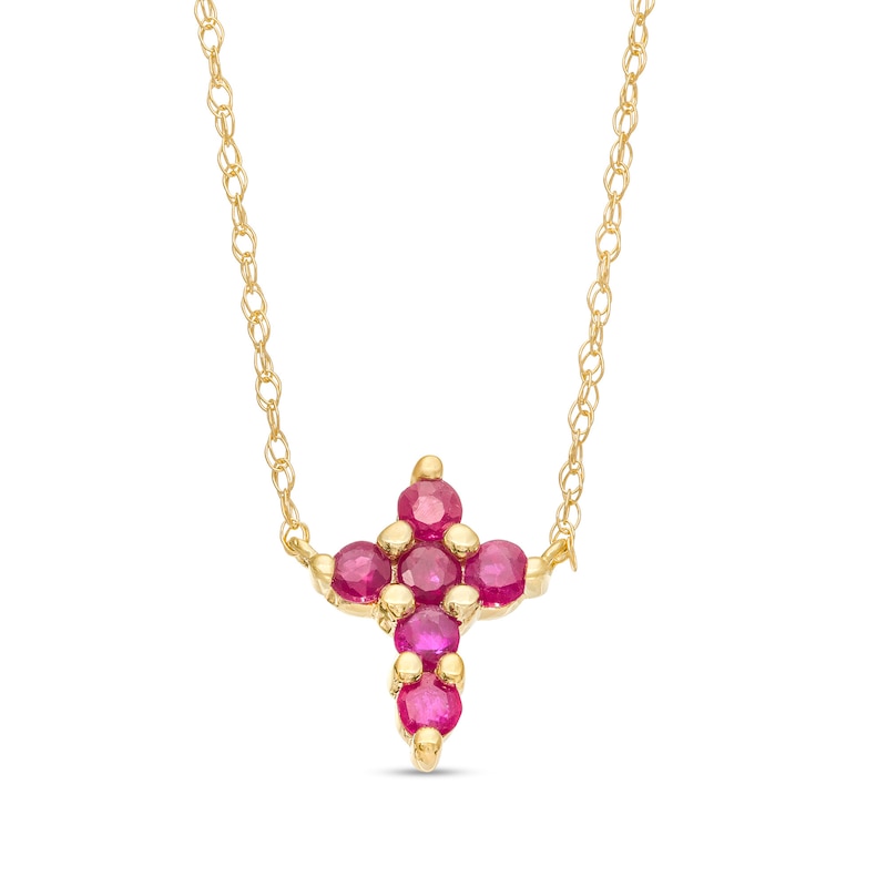 Ruby Mini Cross Necklace in 10K Gold|Peoples Jewellers
