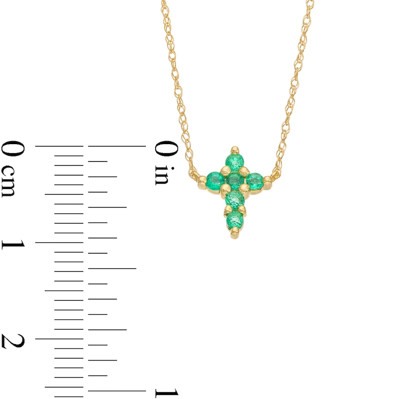 Emerald Mini Cross Necklace in 10K Gold