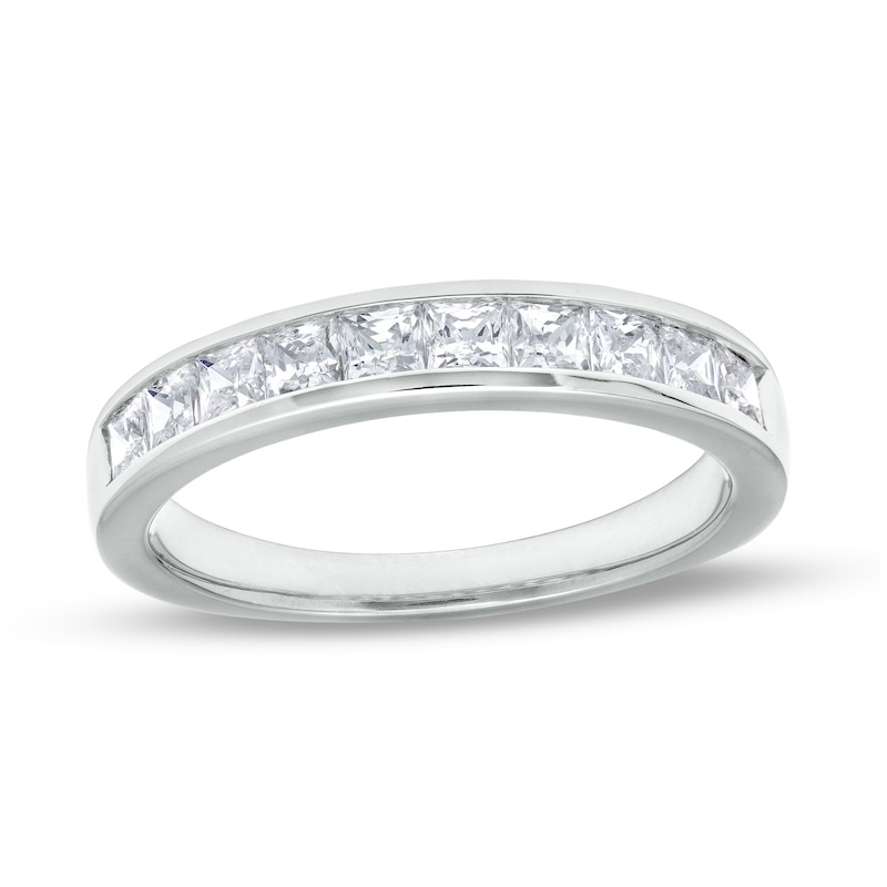 Main Image 1 of 1.00 CT. T.W. Princess-Cut Diamond Ten Stone Anniversary Band in 14K White Gold