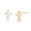Thumbnail Image 0 of Cultured Freshwater Pearl Mini Cross Stud Earrings in 10K Gold