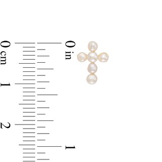 Freshwater Cultured Pearl Mini Cross Stud Earrings in 10K Gold
