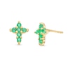 Thumbnail Image 0 of Emerald Mini Cross Stud Earrings in 10K Gold