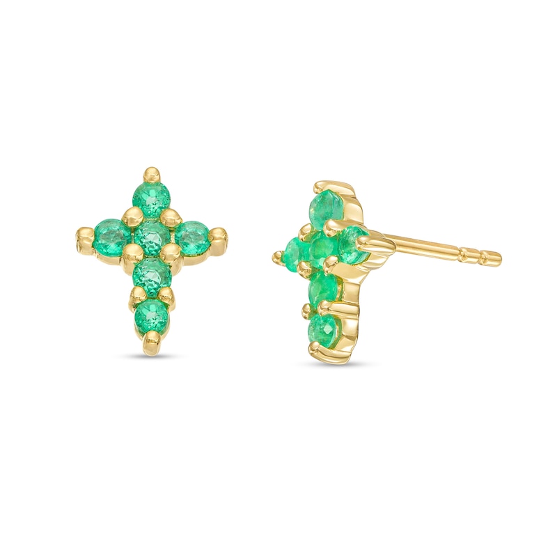 Emerald Mini Cross Stud Earrings in 10K Gold|Peoples Jewellers