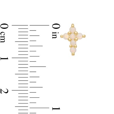 Opal Mini Cross Stud Earrings in 10K Gold