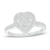 Thumbnail Image 0 of 0.25 CT. T.W. Heart-Shaped Multi-Diamond Double Frame Promise Ring in Sterling Silver