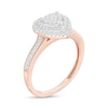 0.25 CT. T.W. Heart-Shaped Multi-Diamond Double Frame Promise Ring in Sterling Silver with 14K Rose Gold Plate