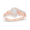 0.25 CT. T.W. Pear-Shaped Multi-Diamond Filigree Shank Bypass Promise Ring in Sterling Silver with 14K Rose Gold Plate