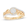 Thumbnail Image 0 of 0.25 CT. T.W. Multi-Diamond Filigree Shank Bypass Promise Ring in Sterling Silver with 14K Gold Plate