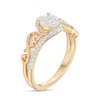 Thumbnail Image 2 of 0.25 CT. T.W. Multi-Diamond Filigree Shank Bypass Promise Ring in Sterling Silver with 14K Gold Plate