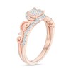Thumbnail Image 2 of 0.25 CT. T.W. Cushion-Shaped Multi-Diamond Filigree Shank Promise Ring in Sterling Silver with 14K Rose Gold Plate