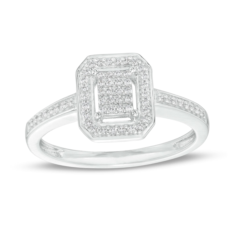 0.15 CT. T.W. Multi-Diamond Octagonal Frame Promise Ring in Sterling Silver