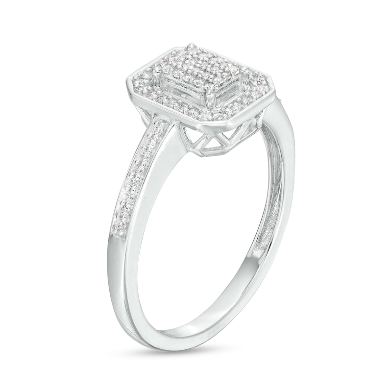 0.15 CT. T.W. Multi-Diamond Octagonal Frame Promise Ring in Sterling Silver