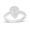 Thumbnail Image 0 of 0.15 CT. T.W. Pear-Shaped Multi-Diamond Frame Promise Ring in Sterling Silver