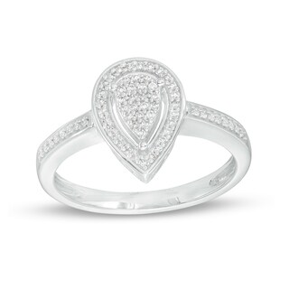 0.15 CT. T.W. Pear-Shaped Multi-Diamond Frame Promise Ring in Sterling Silver