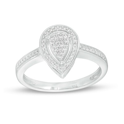 0.15 CT. T.W. Pear-Shaped Multi-Diamond Frame Promise Ring in Sterling Silver