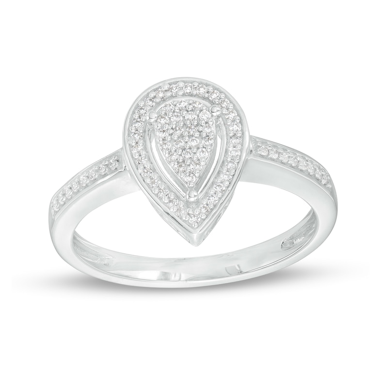 0.15 CT. T.W. Pear-Shaped Multi-Diamond Frame Promise Ring in Sterling Silver