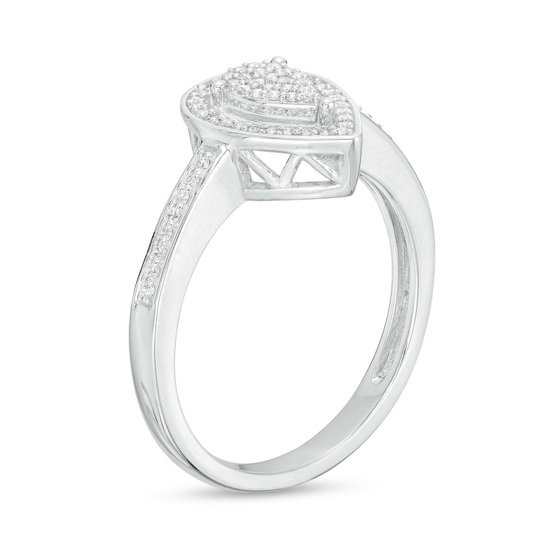 0.15 CT. T.W. Pear-Shaped Multi-Diamond Frame Promise Ring in Sterling Silver