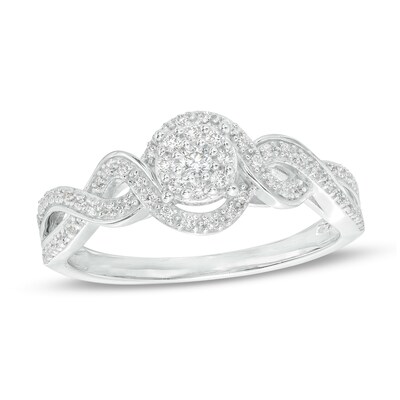 0.25 CT. T.W. Multi-Diamond Twist Shank Promise Ring in Sterling Silver