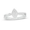 Thumbnail Image 0 of 0.15 CT. T.W. Marquise-Shaped Multi-Diamond Frame Split Shank Promise Ring in Sterling Silver