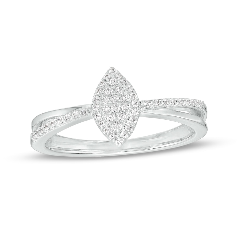 0.15 CT. T.W. Marquise-Shaped Multi-Diamond Frame Split Shank Promise Ring in Sterling Silver