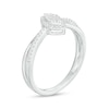 Thumbnail Image 2 of 0.15 CT. T.W. Marquise-Shaped Multi-Diamond Frame Split Shank Promise Ring in Sterling Silver