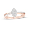 Thumbnail Image 0 of 0.15 CT. T.W. Marquise-Shaped Multi-Diamond Frame Split Shank Promise Ring in Sterling Silver with 14K Rose Gold Plate