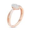 Thumbnail Image 2 of 0.15 CT. T.W. Marquise-Shaped Multi-Diamond Frame Split Shank Promise Ring in Sterling Silver with 14K Rose Gold Plate