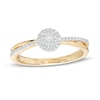 Thumbnail Image 0 of 0.15 CT. T.W. Multi-Diamond Frame Split Shank Promise Ring in Sterling Silver with 14K Gold Plate