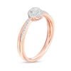 Thumbnail Image 2 of 0.15 CT. T.W. Multi-Diamond Frame Split Shank Promise Ring in Sterling Silver with 14K Rose Gold Plate