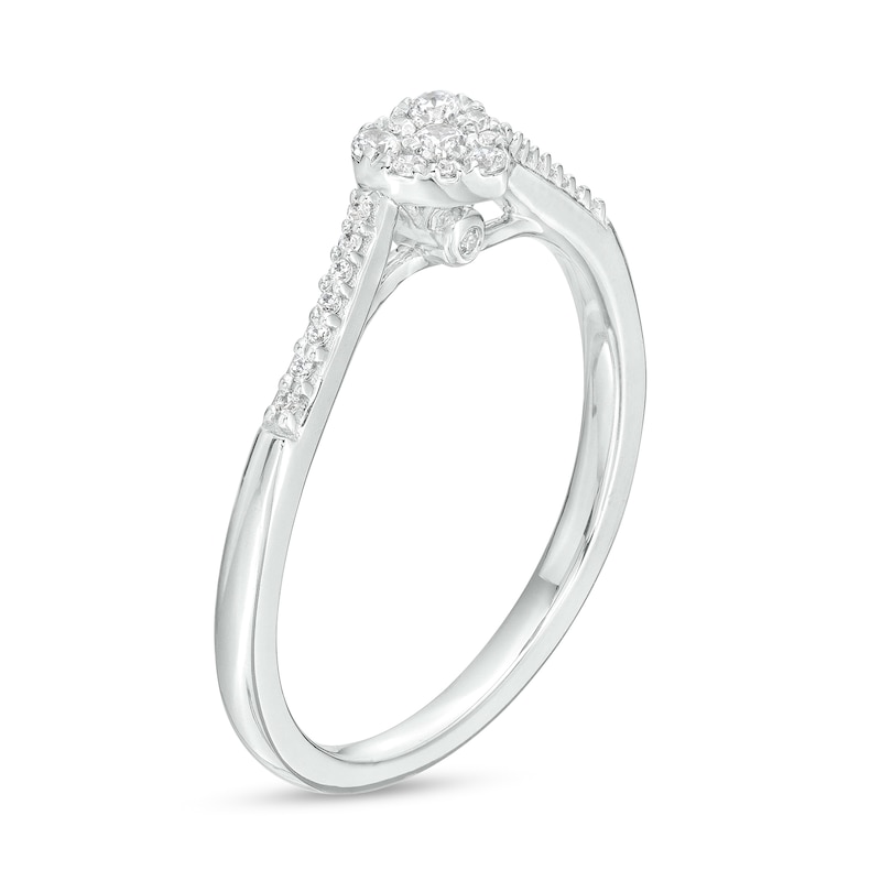 Main Image 3 of 0.15 CT. T.W. Heart-Shaped Multi-Diamond Dainty Promise Ring in Sterling Silver